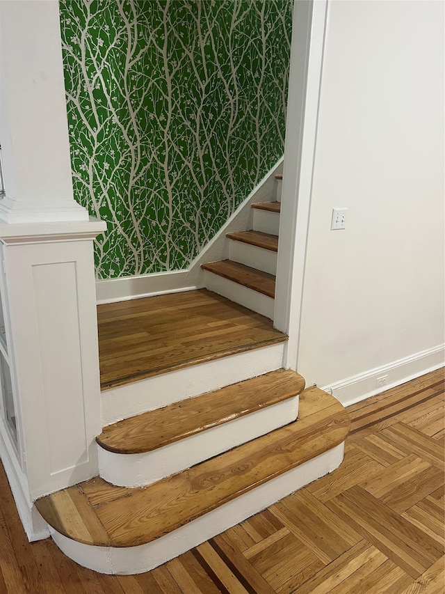 stairs with baseboards