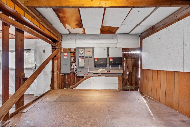 below grade area with electric panel