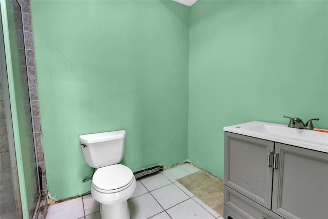 bathroom with tile patterned flooring, vanity, and toilet