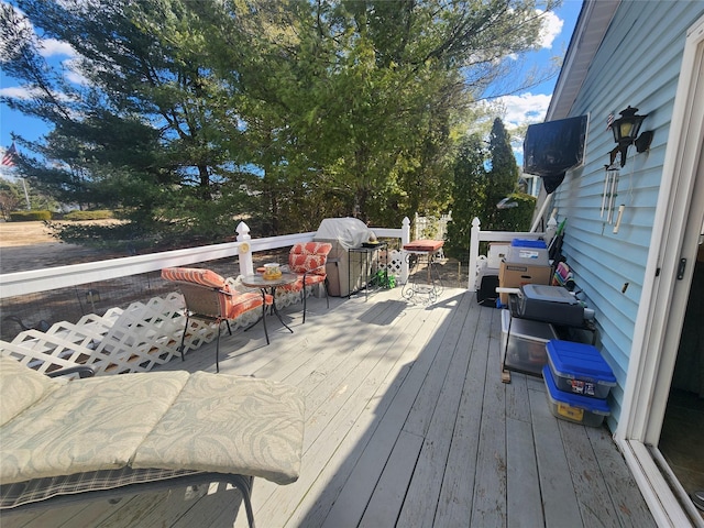 deck with area for grilling