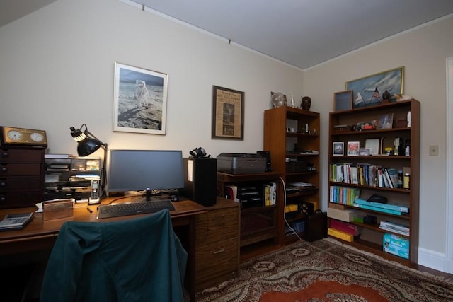 office area with crown molding