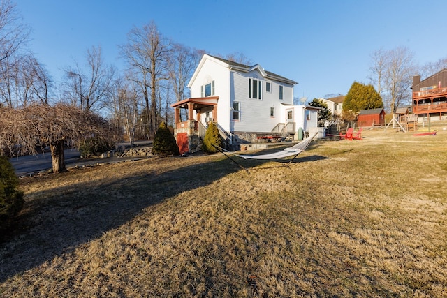 exterior space with a yard