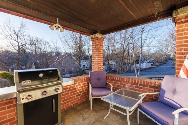 view of patio / terrace featuring a grill