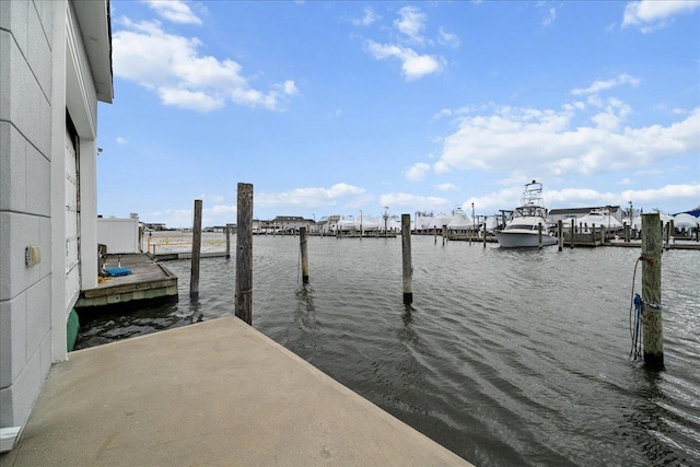 dock area featuring a water view