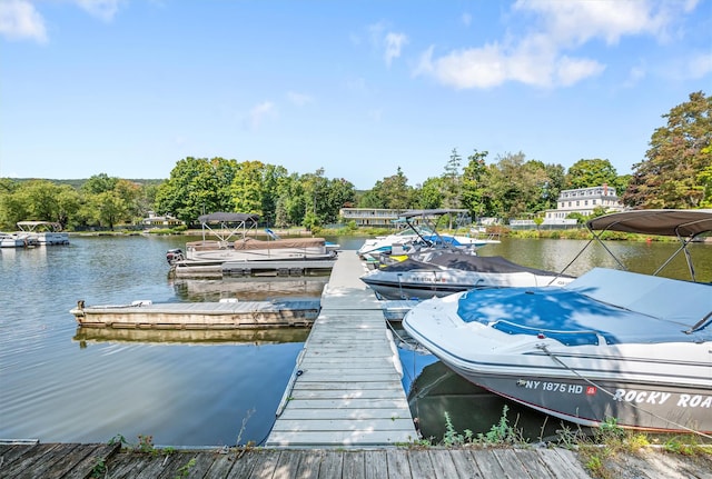 view of dock featuring a water view