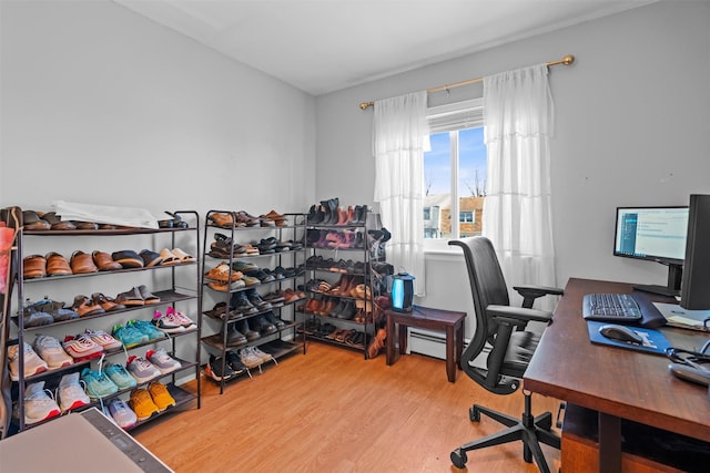 home office featuring wood finished floors