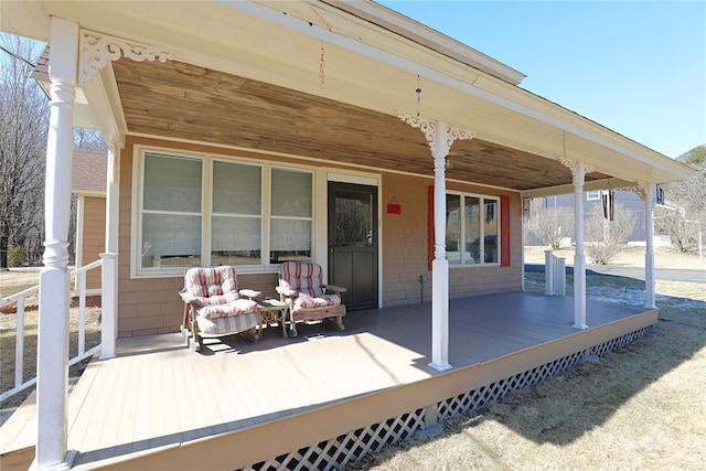 deck featuring covered porch