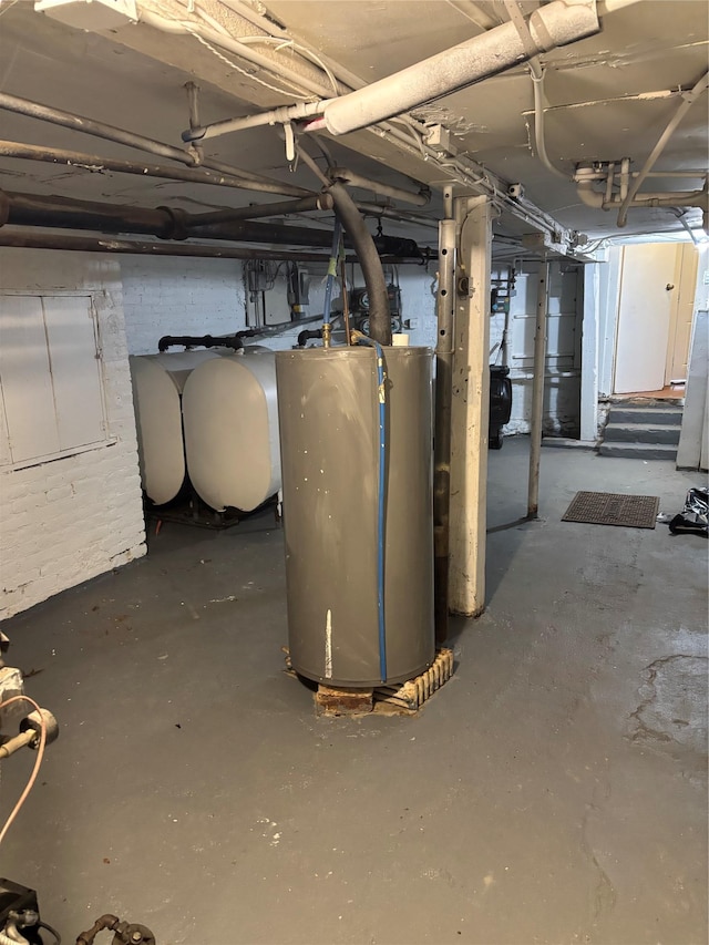 unfinished below grade area with water heater