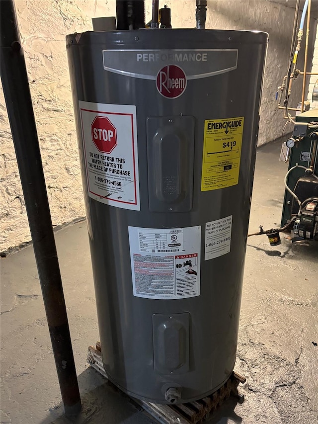 utility room featuring water heater