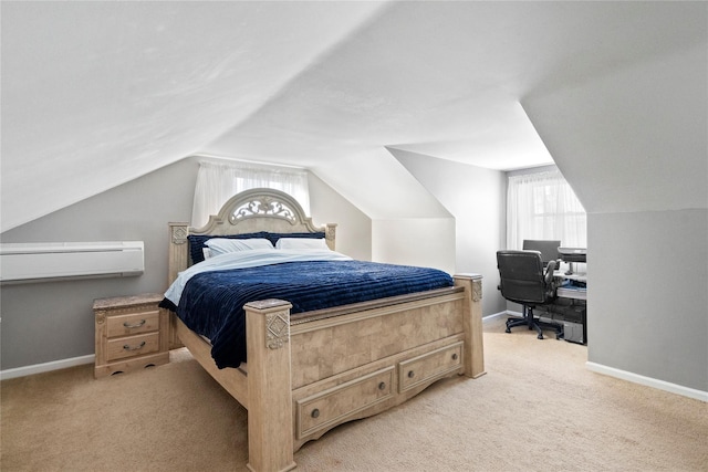 bedroom featuring light colored carpet and baseboards