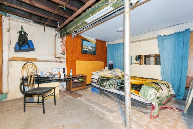 bedroom with concrete flooring