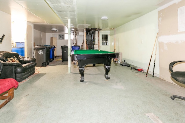 playroom with concrete flooring and billiards