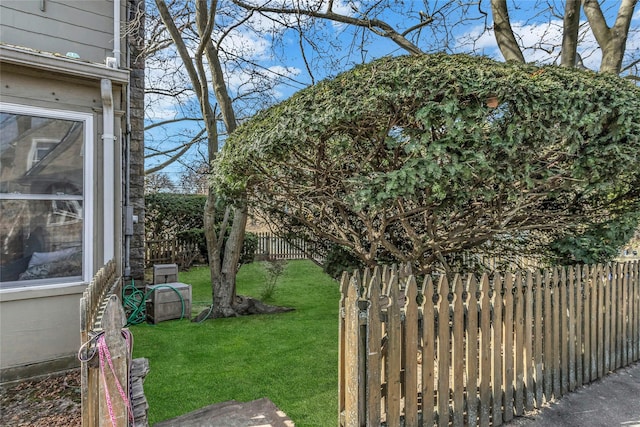 view of yard featuring a fenced backyard