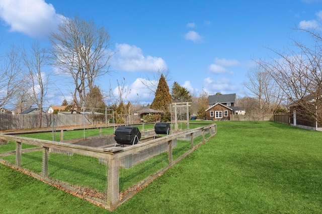 view of yard featuring a fenced backyard