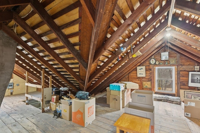 view of unfinished attic