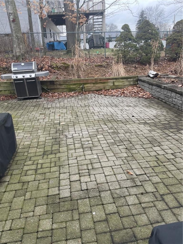 view of patio / terrace featuring fence and area for grilling