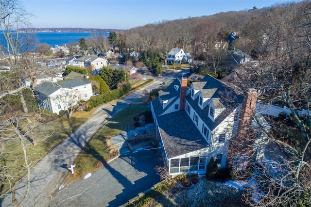 view from above of property featuring a large body of water