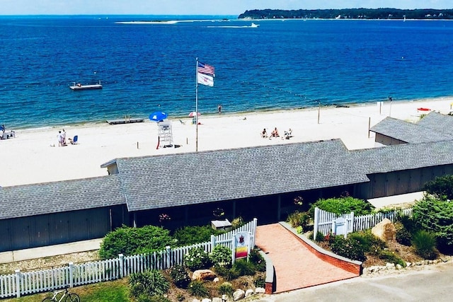 water view with fence and nearby beach