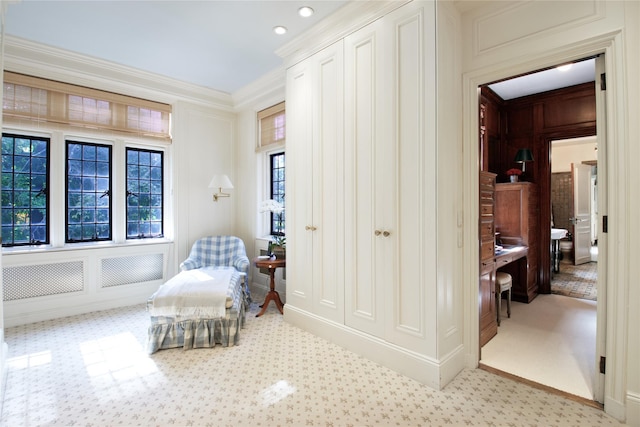 107 Bayview Rd, Manhasset, NY 11030 - sitting room featuring ornamental molding and light carpet