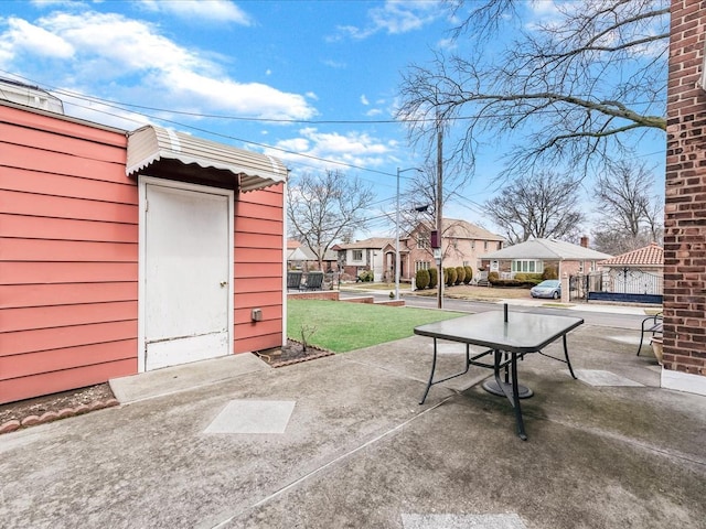 view of patio featuring a residential view