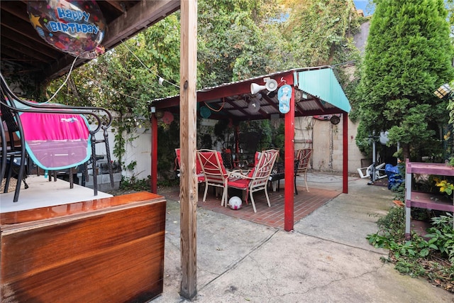 view of patio / terrace featuring a gazebo