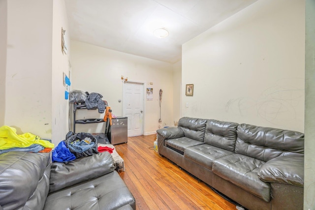 living area with hardwood / wood-style flooring