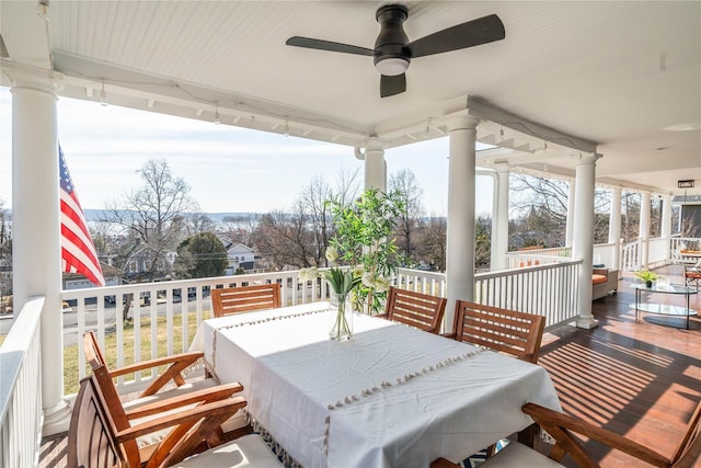 deck featuring a ceiling fan