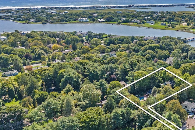 27 Notamiset Rd, Westhampton Beach, NY 11978 - bird's eye view featuring a water view