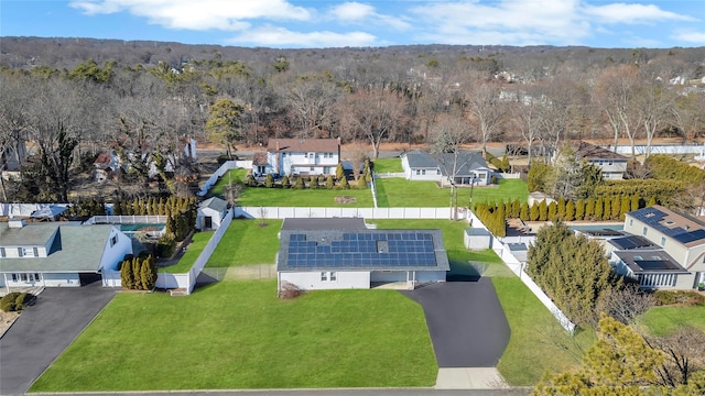 bird's eye view with a residential view and a forest view