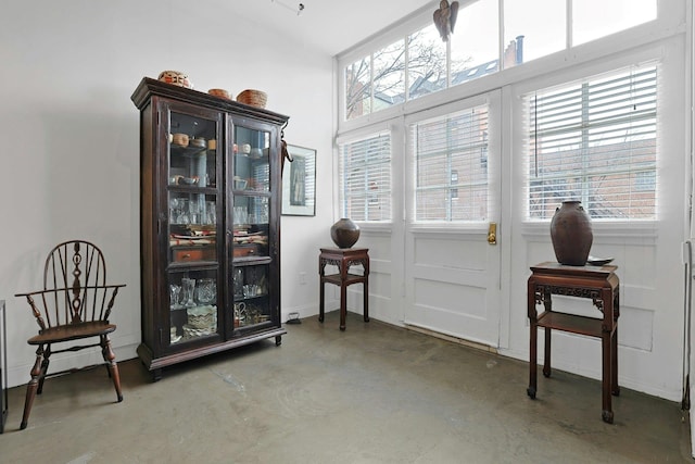 interior space with concrete floors