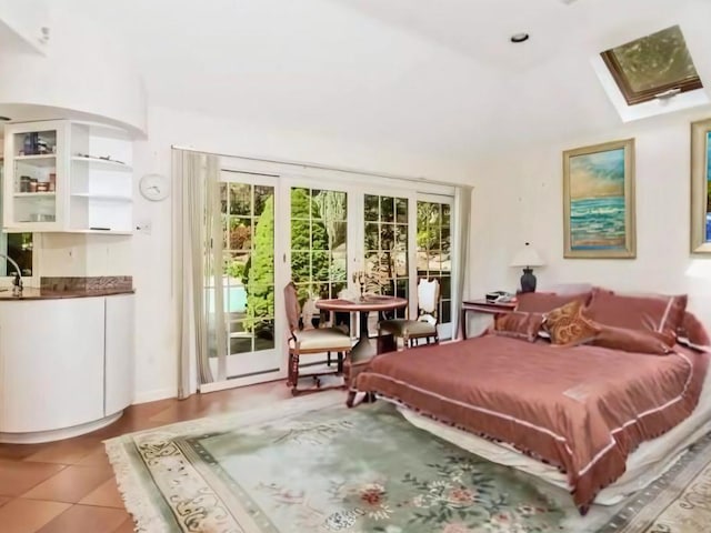 25 Pine Glen Dr, Blauvelt, NY 10913 - bedroom with tile patterned floors, access to exterior, and a skylight