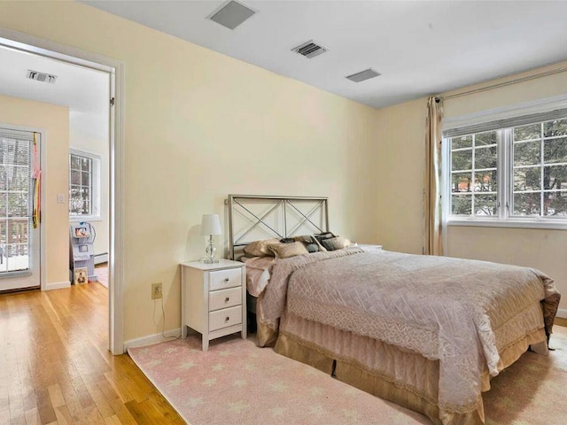 25 Pine Glen Dr, Blauvelt, NY 10913 - bedroom featuring a baseboard radiator, baseboards, light wood-style floors, and visible vents