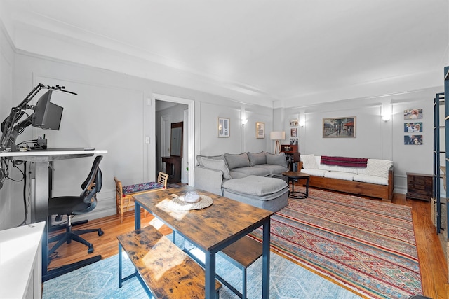 living area featuring wood finished floors