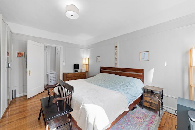 bedroom with light wood-style flooring