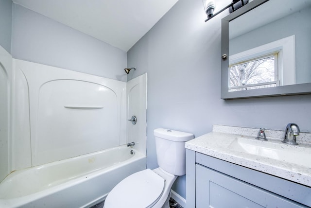 full bath with vanity, toilet, and shower / bathtub combination