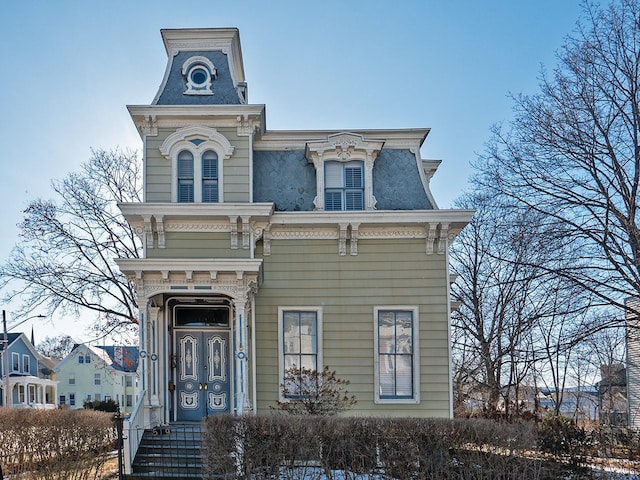 second empire-style home with mansard roof