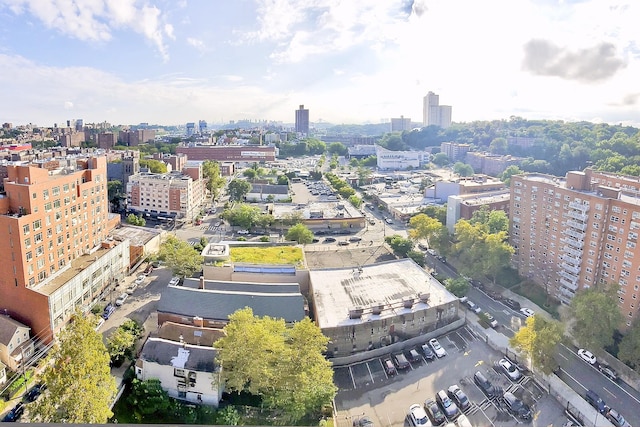 drone / aerial view with a city view