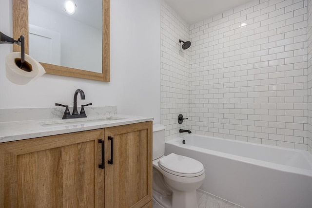 full bathroom featuring vanity, toilet, and shower / bathtub combination