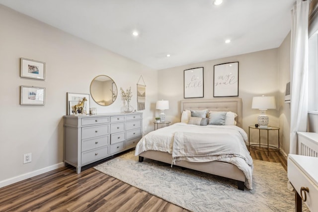 bedroom featuring recessed lighting, baseboards, and wood finished floors