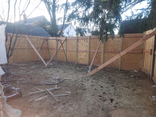 view of yard featuring fence