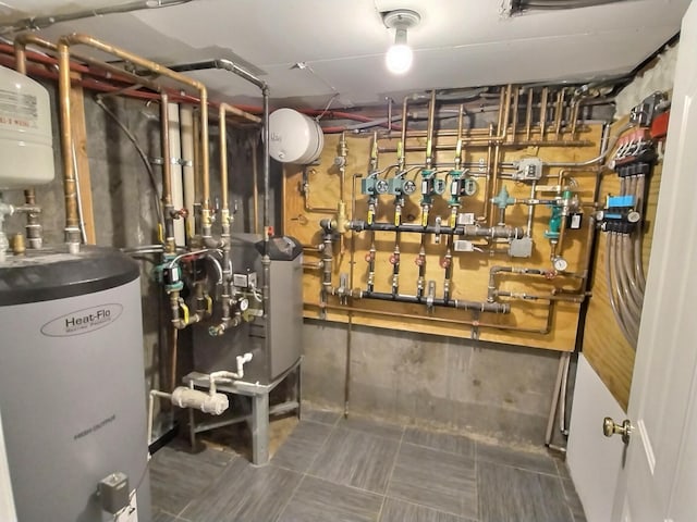 utility room with water heater