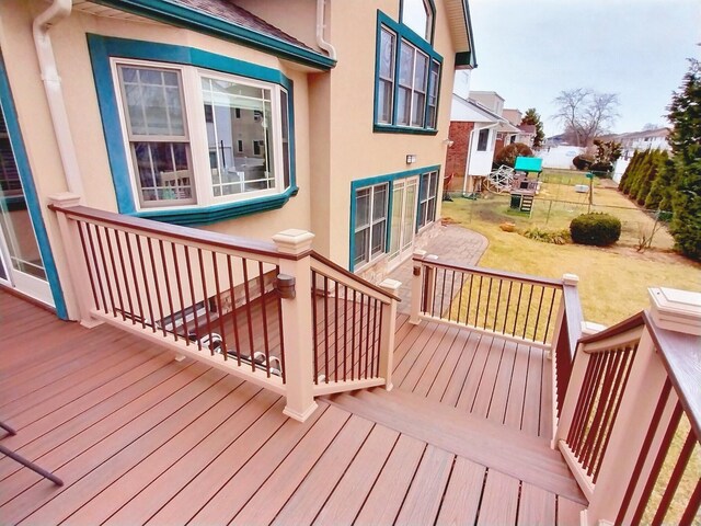 deck with a lawn