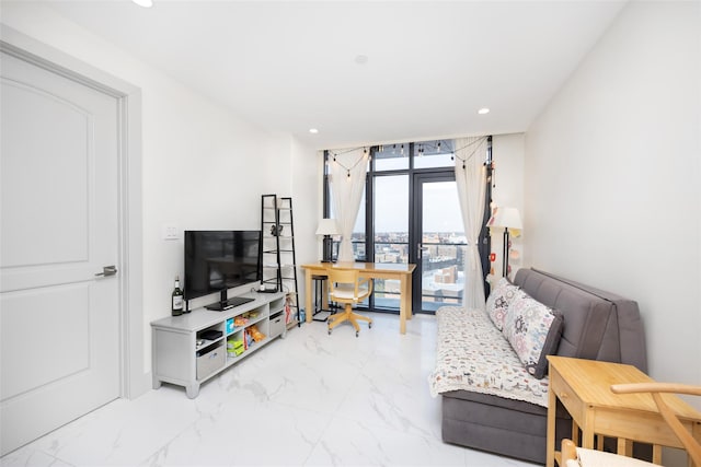 41-62 Bowne St Unit 12G, Flushing, NY 11355 - office area with recessed lighting and marble finish floor