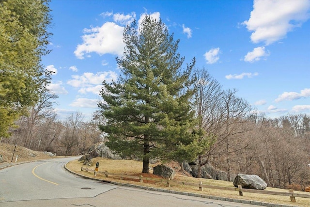 view of road featuring curbs