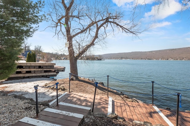 dock area featuring a water view