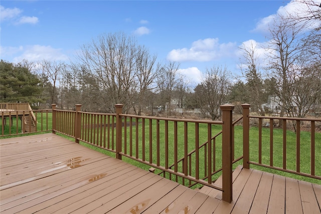 deck featuring a yard