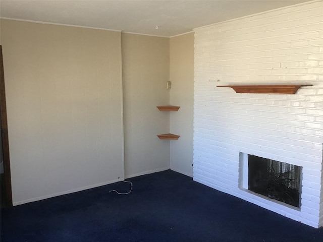 unfurnished living room featuring a fireplace