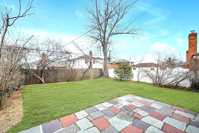 view of yard with a patio and a fenced backyard