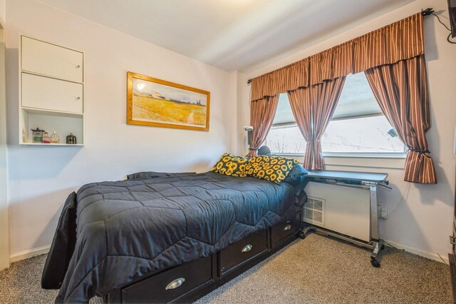 bedroom with baseboards and carpet flooring