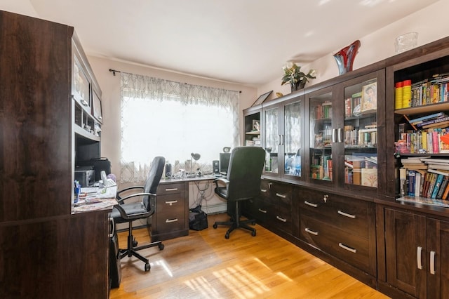 office area featuring light wood-style flooring